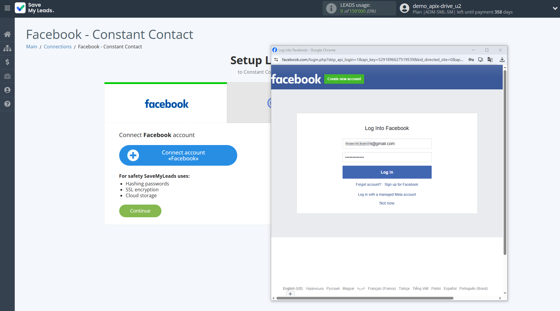 How to Connect Facebook with Constant Contact | Data Source account connection