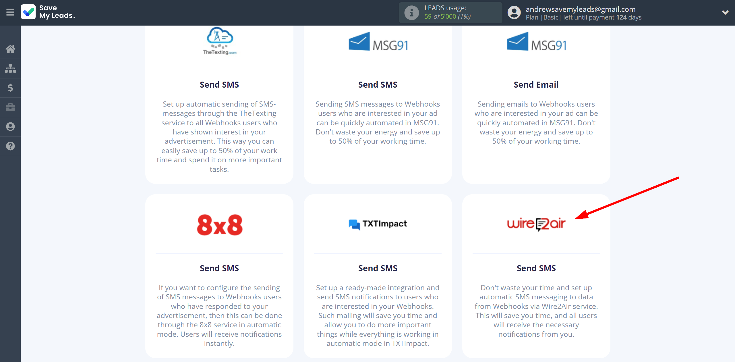 How to Connect Webhooks with Wire2Air | Data Destination system selection