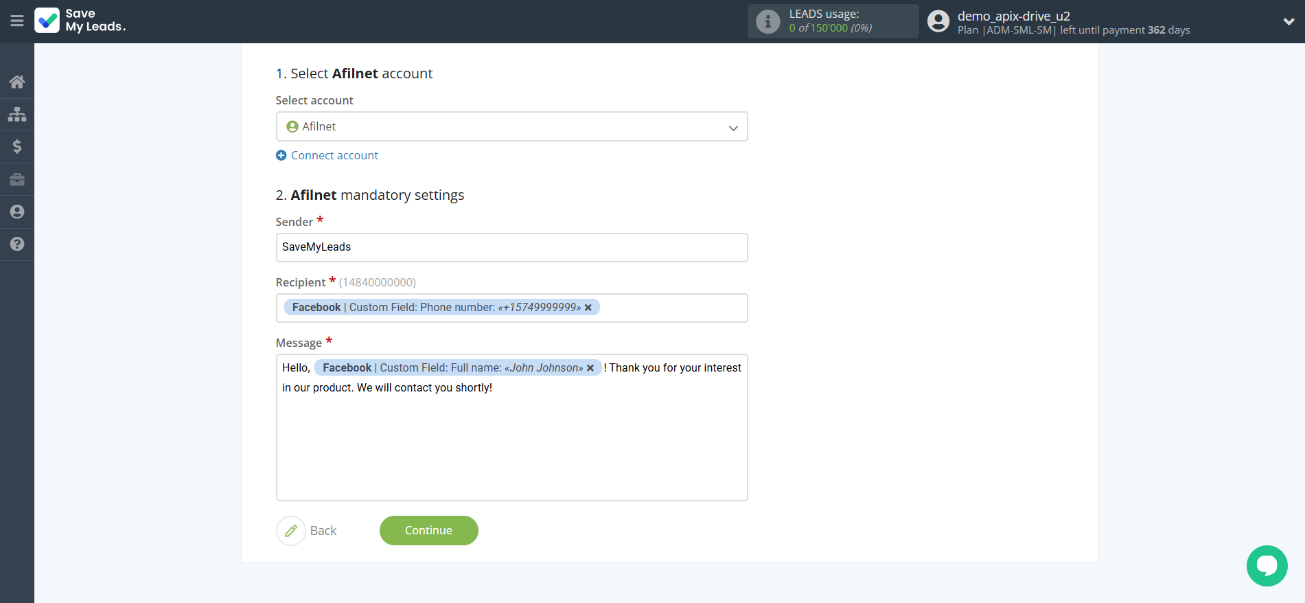 How to Connect Facebook with Afilnet | Assigning fields