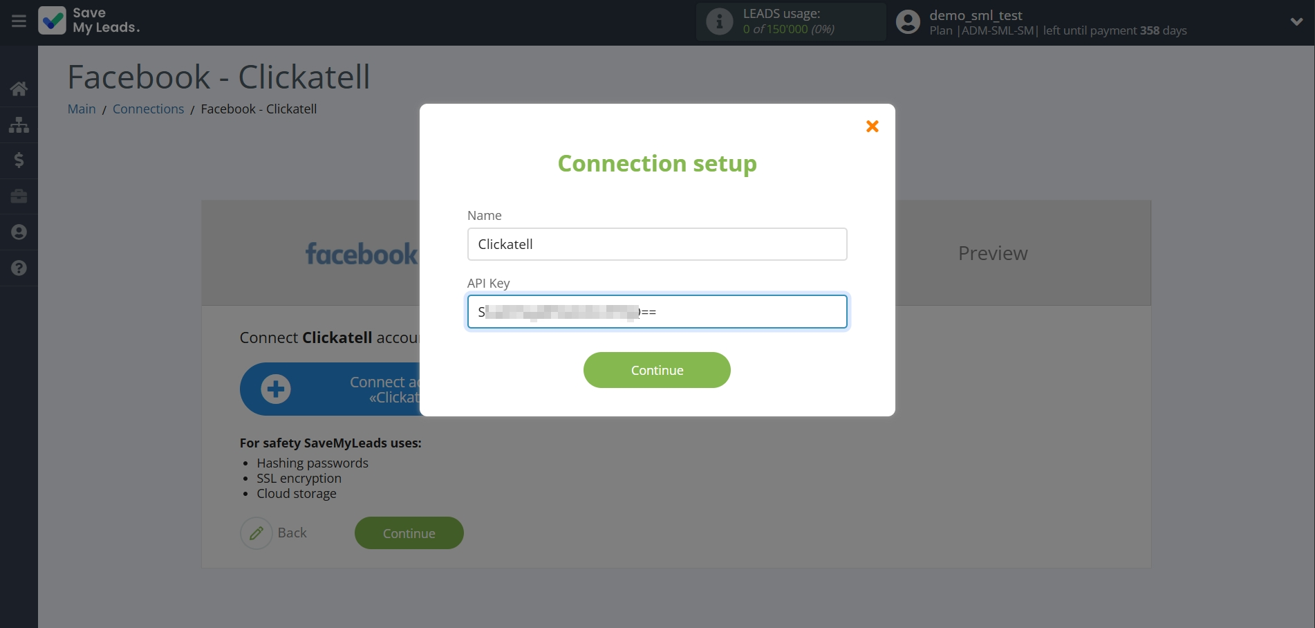 How to Connect Facebook with Clickatell | Data Destination account connection