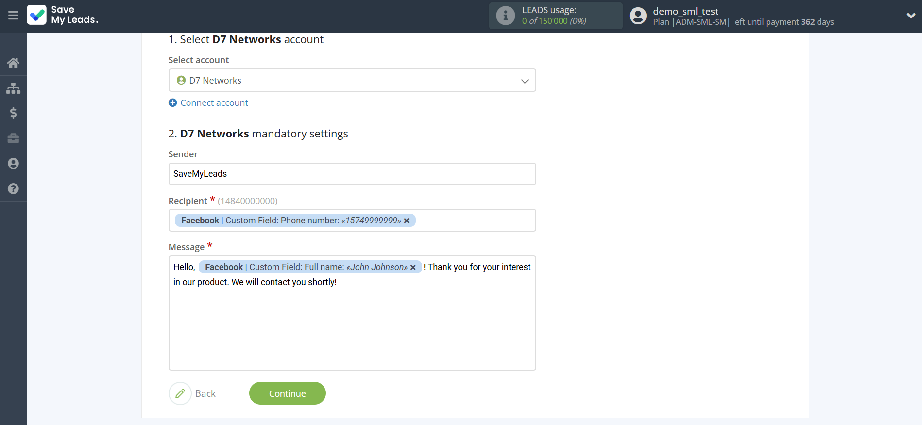 How to Connect Facebook with D7 Networks | Assigning fields