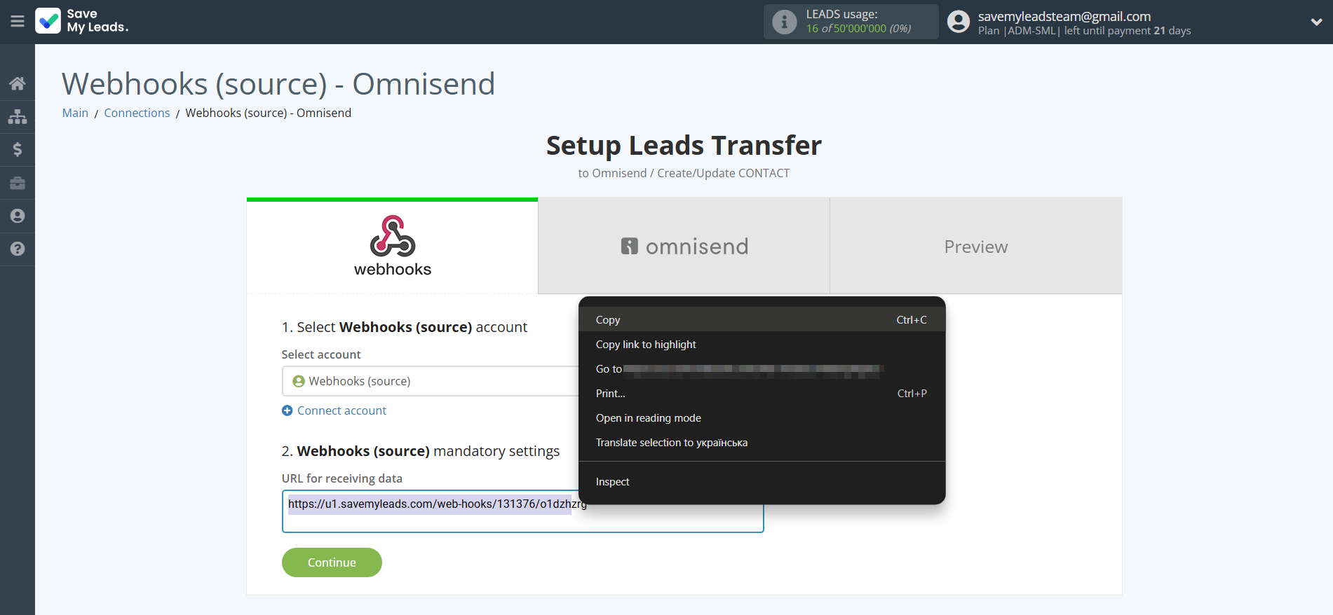 How to Connect Webhooks with Omnisend Create Contacts | Data Source account connection How to Connect Webhooks with Omnisend Create Contacts | Data Source account connection