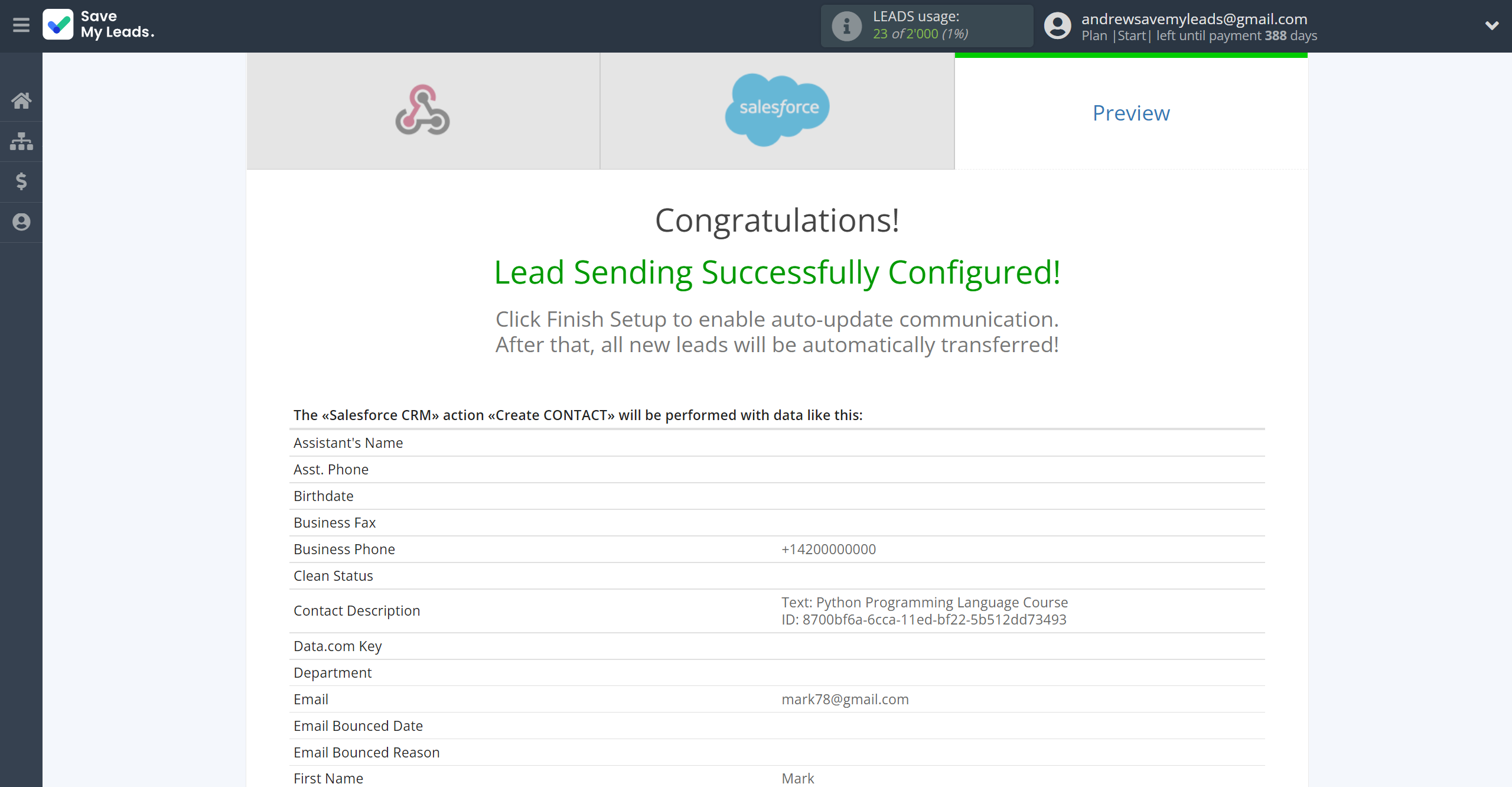 How to Connect Webhooks with Salesforce CRM Create Contacts | Test data