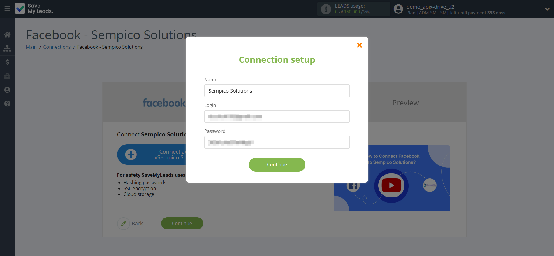 How to Connect Facebook with Sempico Solutions | Data Destination account connection How to Connect Facebook with Sempico Solutions | Data Destination account connection