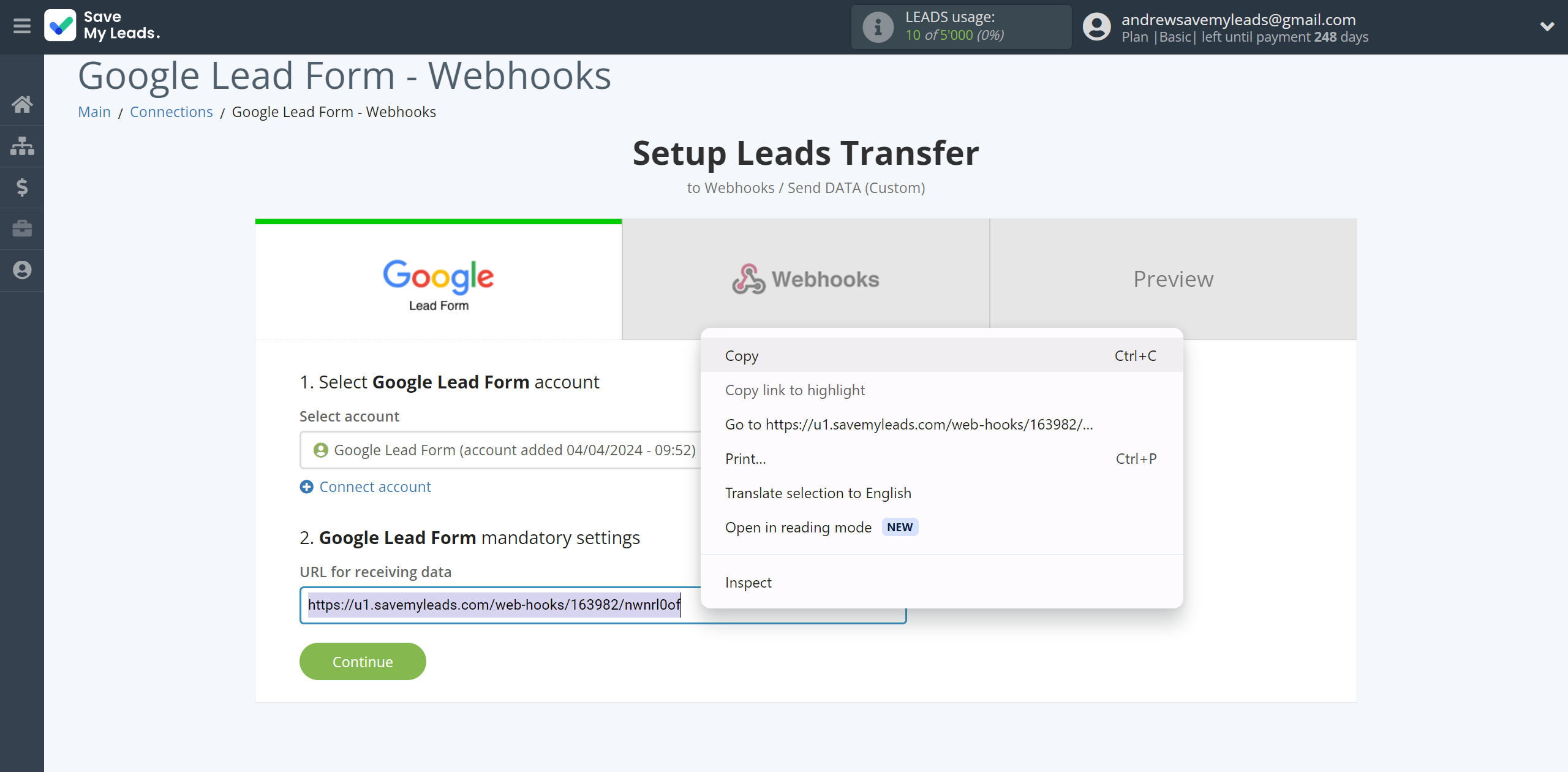 How to Connect Google Lead Form with Webhooks (Custom) | Data Source account connection
