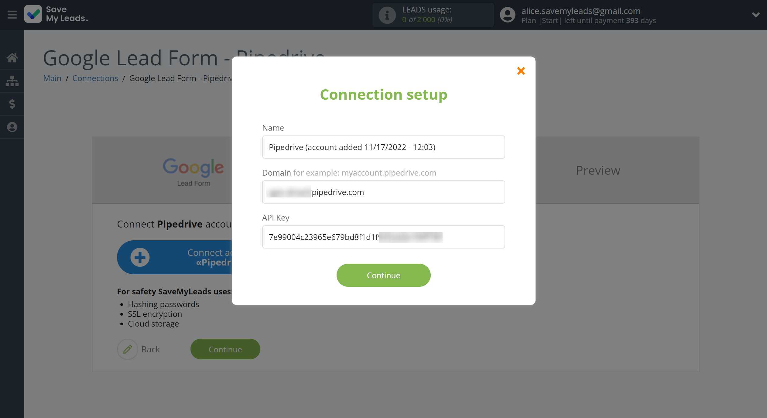 How to Connect Google Lead Form with Pipedrive Create Task | Data Destination account connection