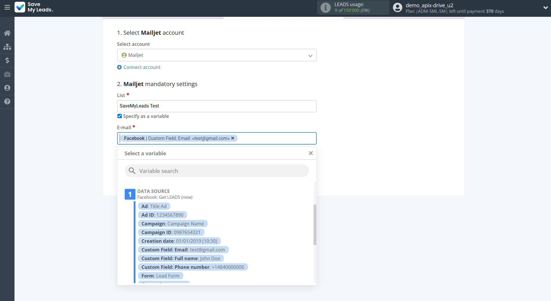 How to Connect Facebook with Mailjet | Assigning fields How to Connect Facebook with Mailjet | Assigning fields