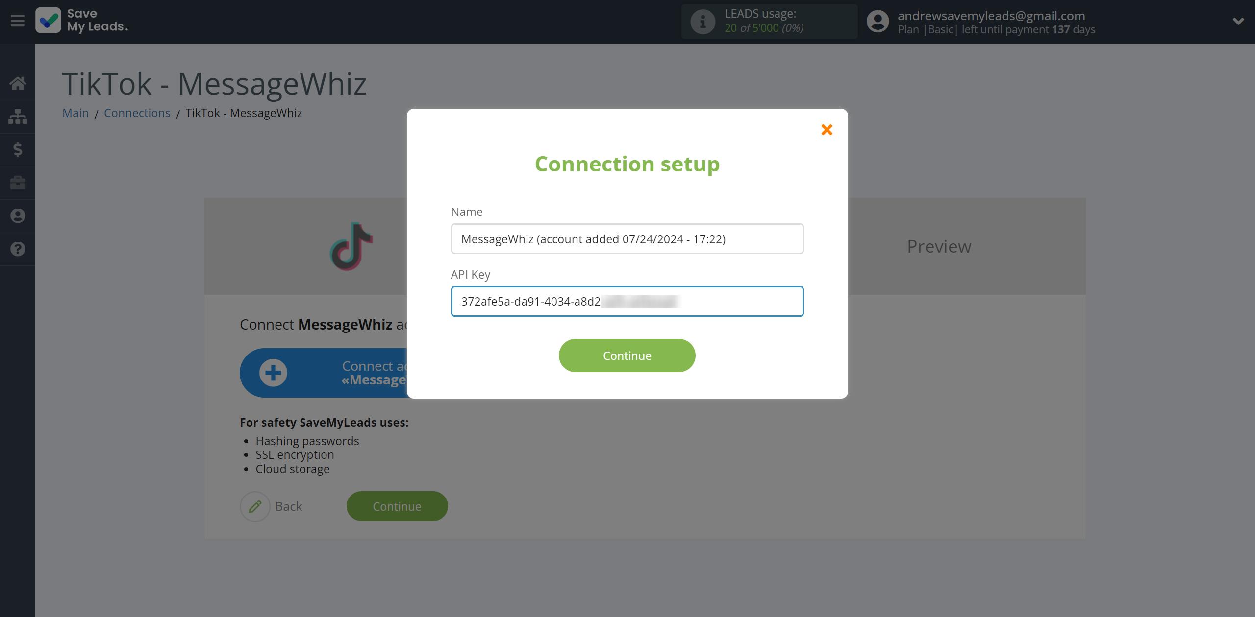 How to Connect TikTok with MessageWhiz | Data Destination account connection