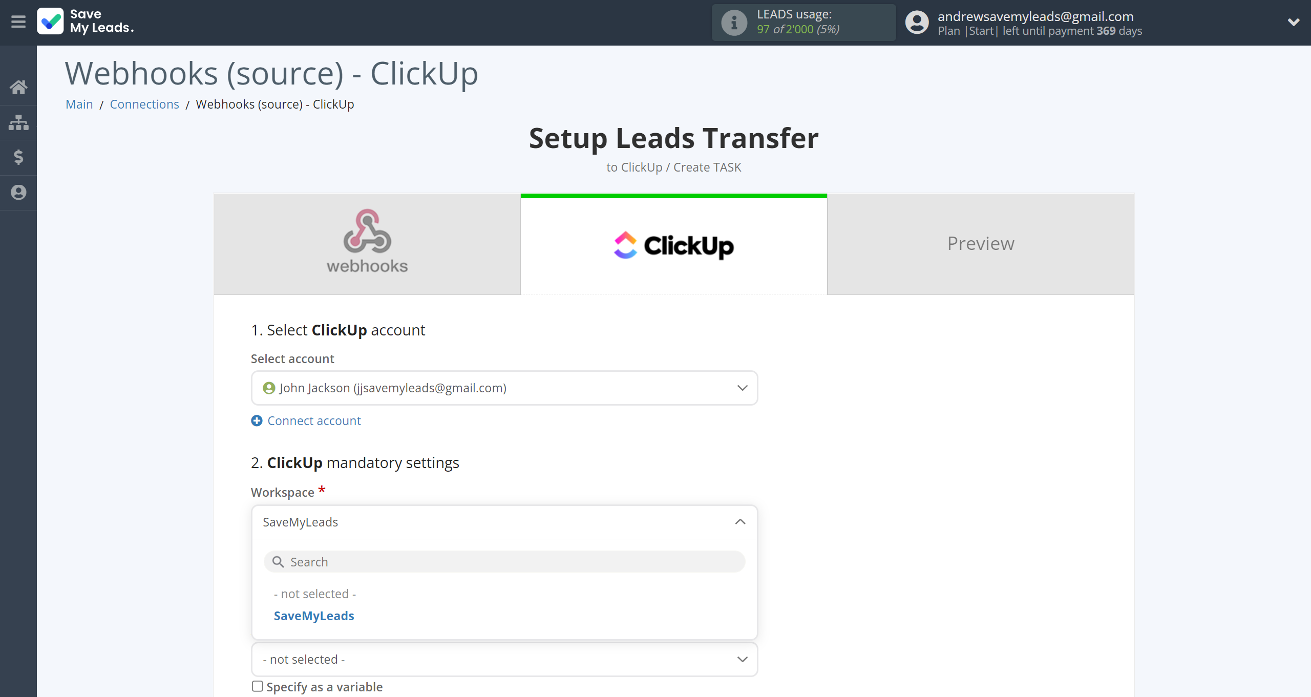 How to Connect Webhooks with ClickUp | Assigning fields