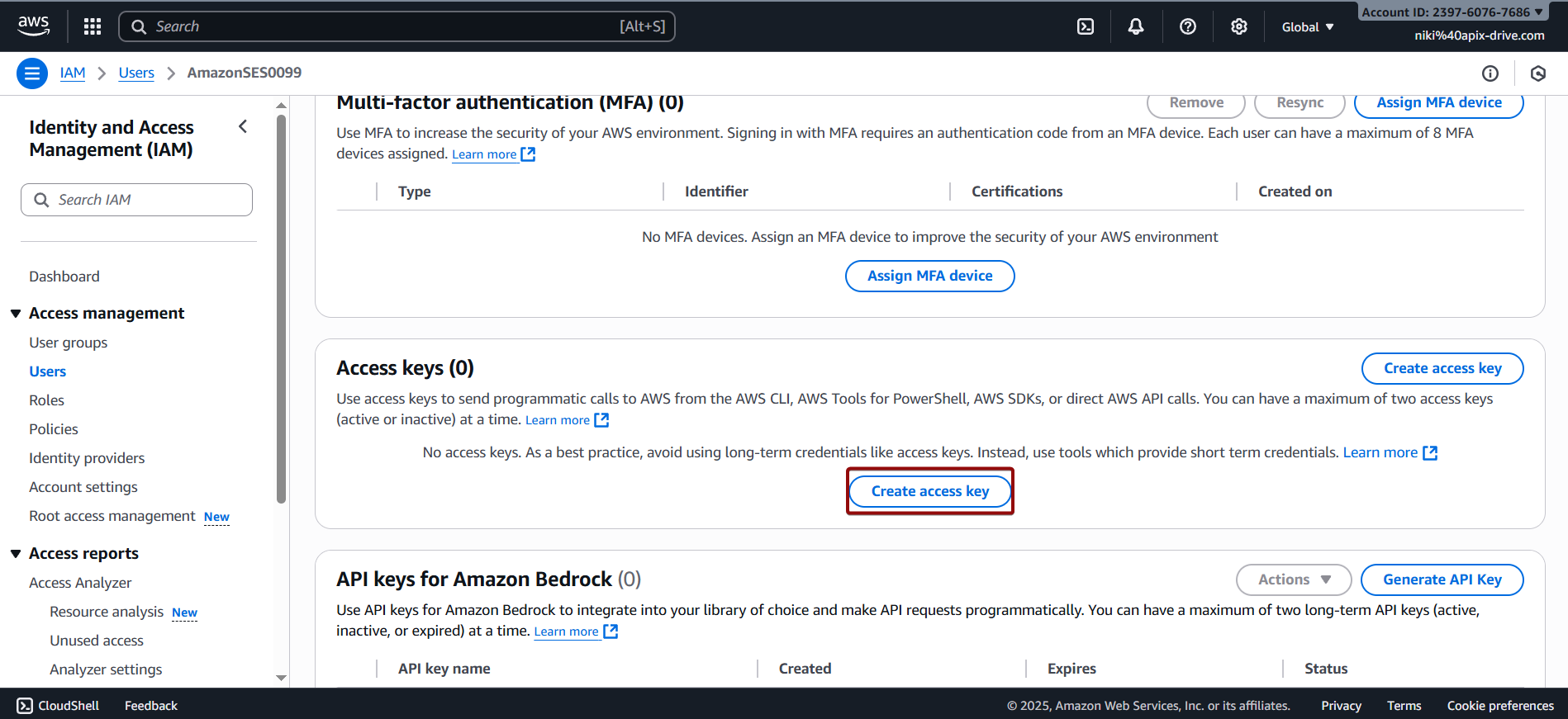How to Connect Facebook with Amazon SES | Data Destination account connection