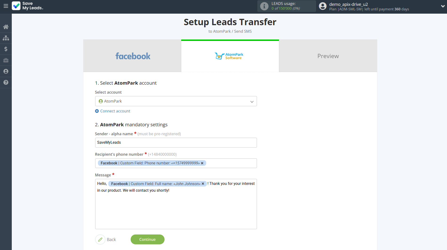 How to Connect Facebook with AtomPark | Assigning fields