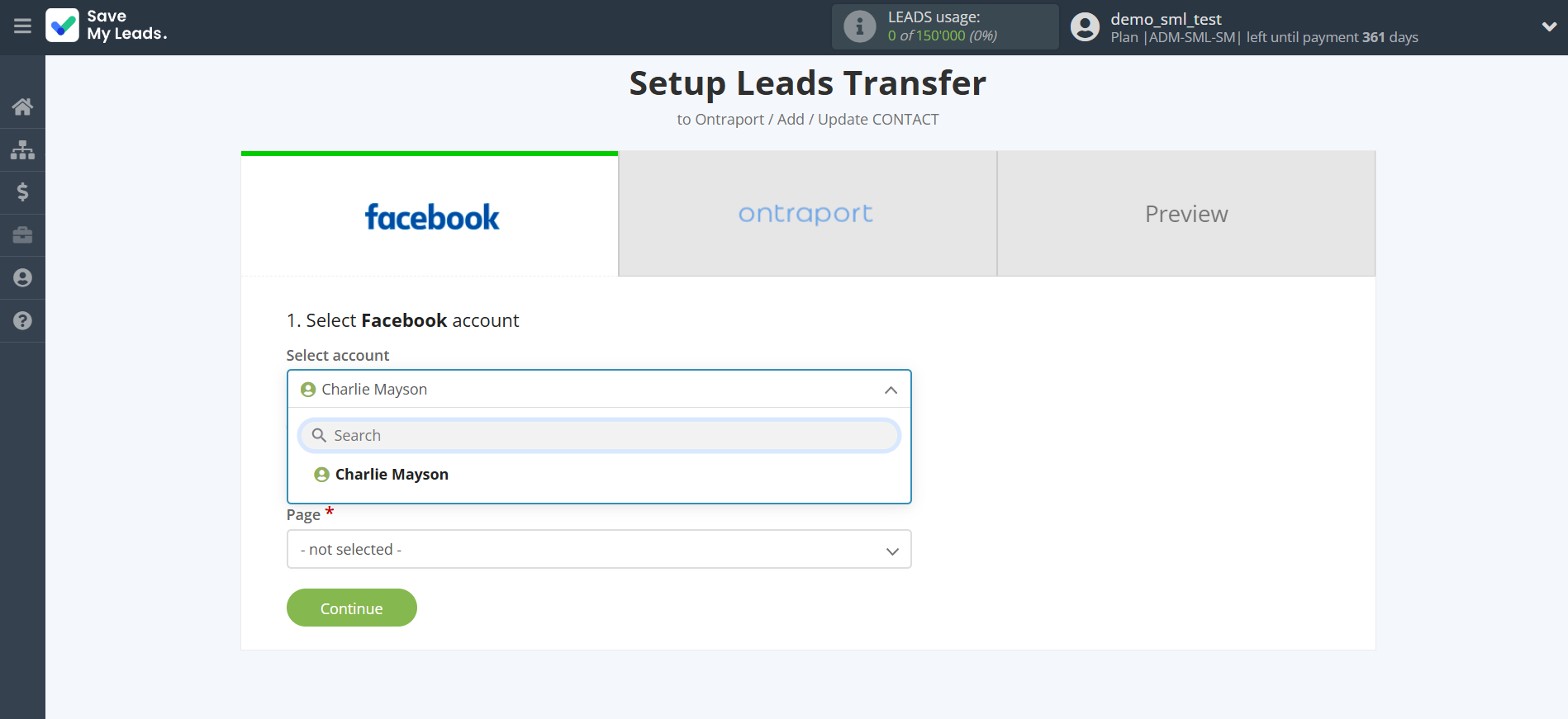 How to Connect Facebook with Ontraport | Data Source account selection