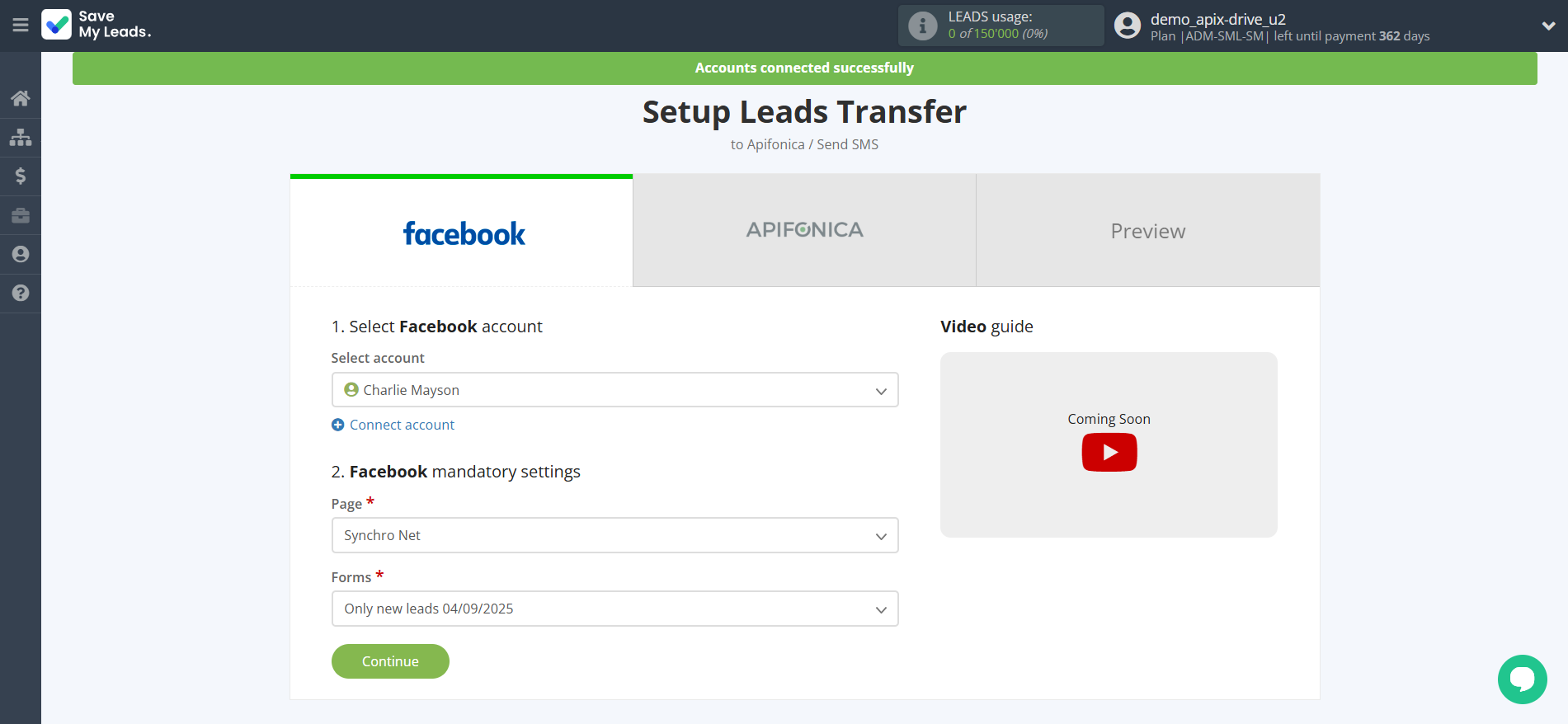 How to Connect Facebook with Apifonica | Data Source account connection