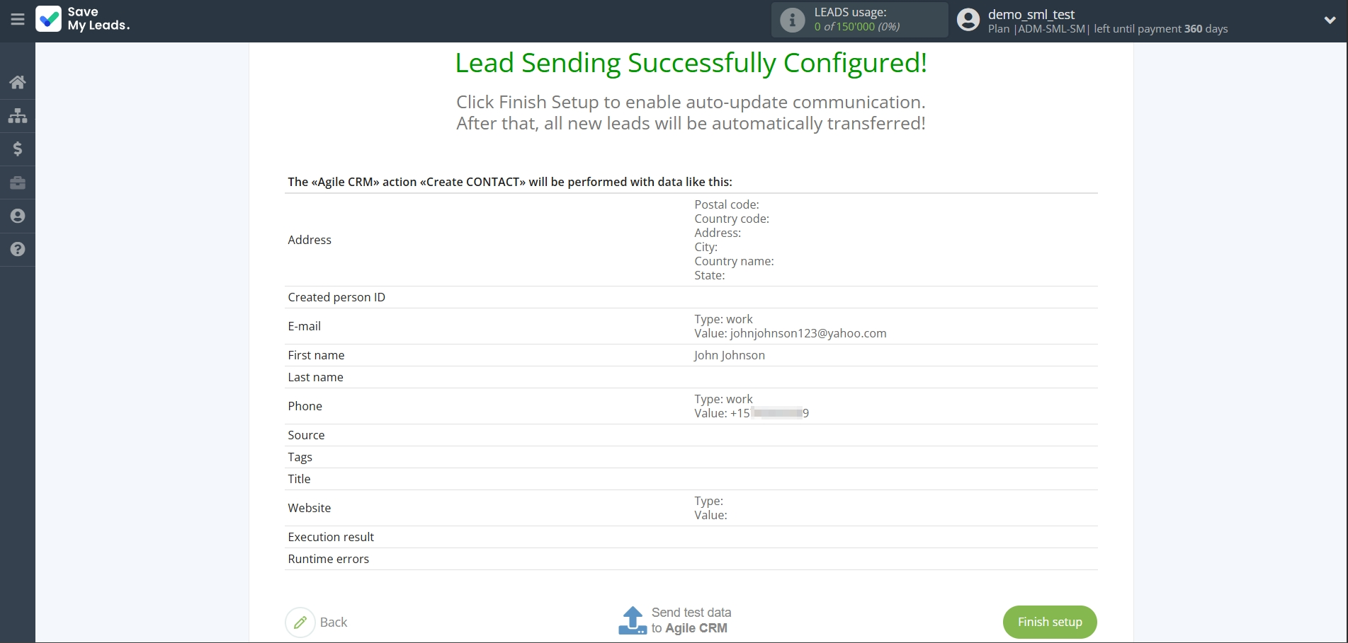 How to Connect Facebook with AgileCRM Create Contacts | Test data