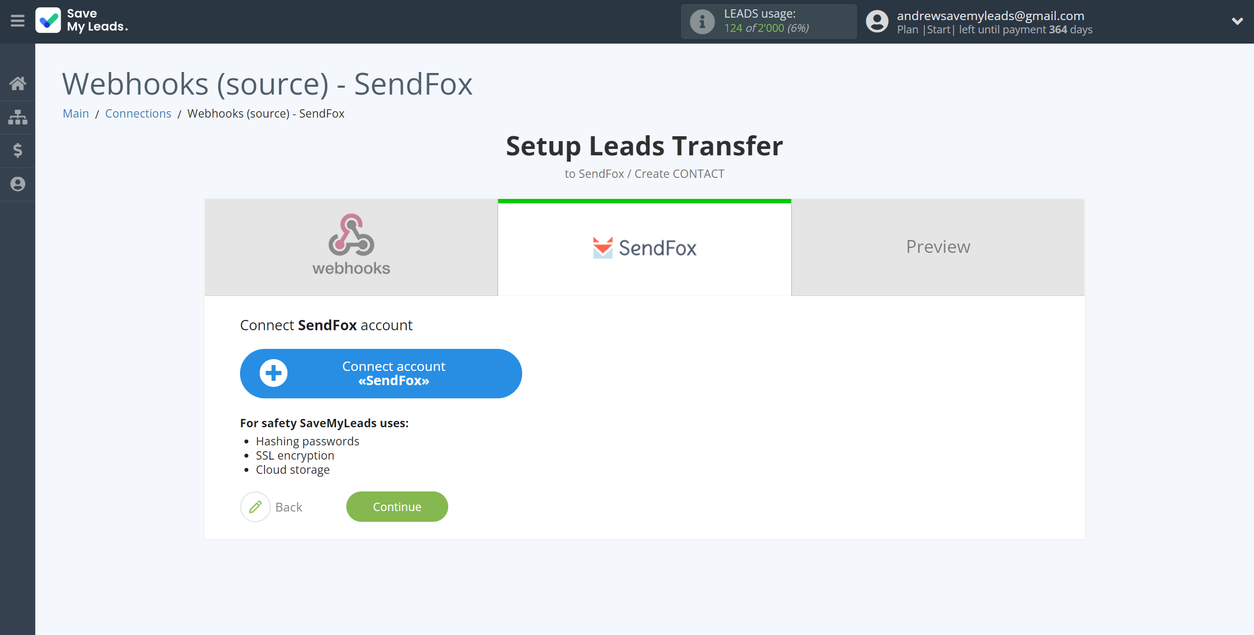 How to Connect Webhooks with SendFox | Data Destination account connection