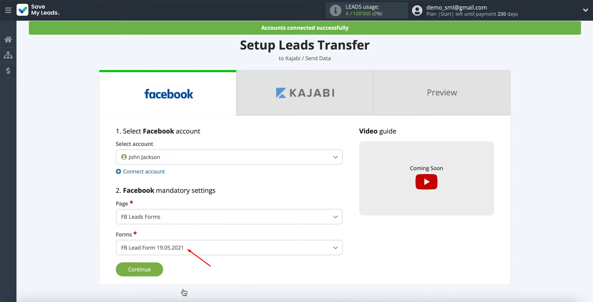 Facebook Leads Ads and Kajabi integration | Specify the forms