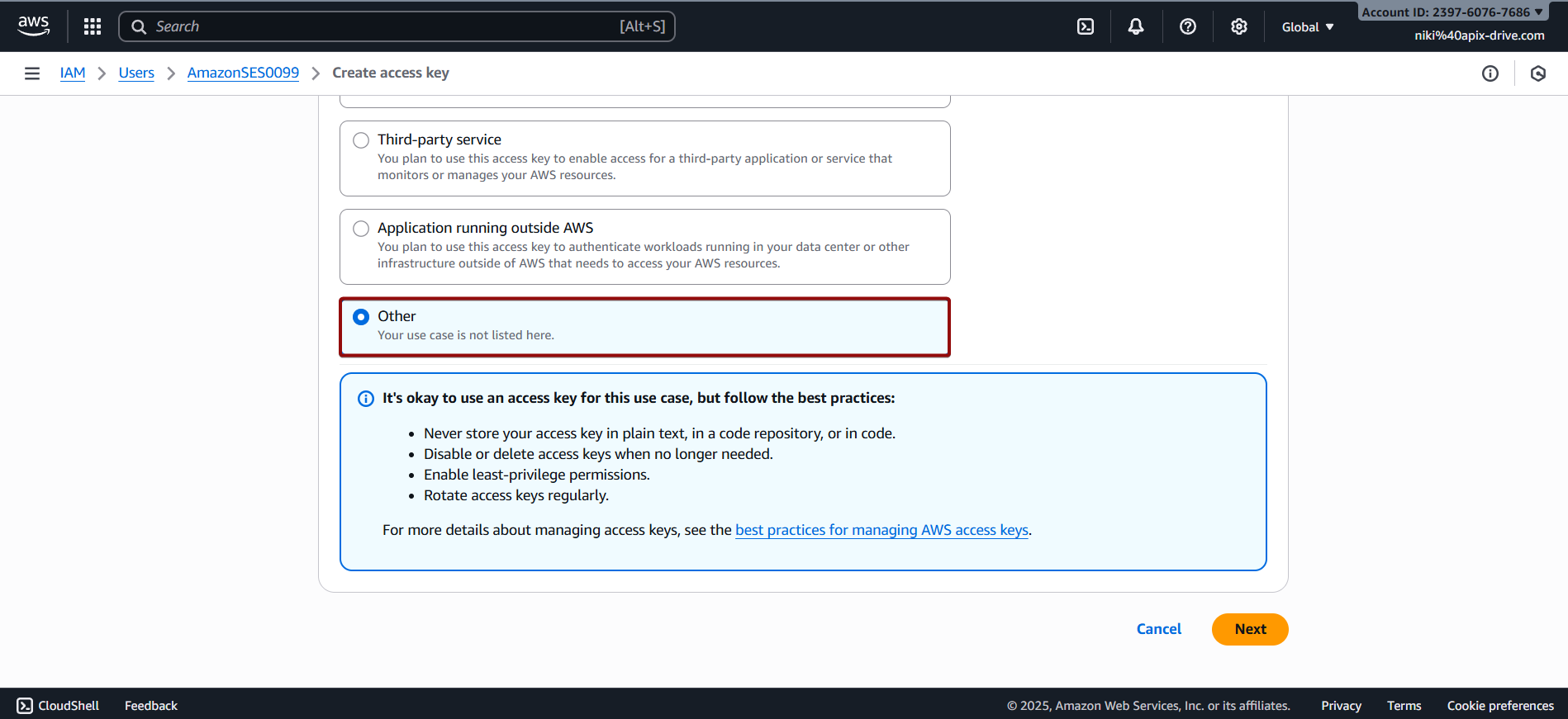 How to Connect Facebook with Amazon SES | Data Destination account connection