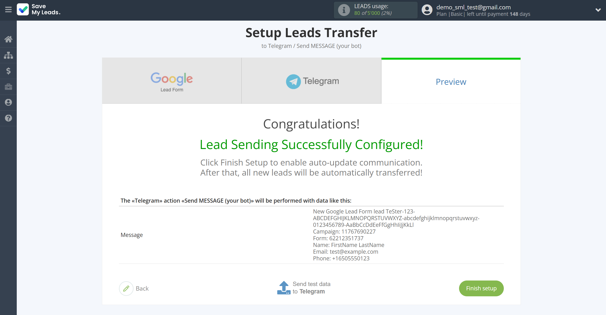 How to Connect Google Lead Form with Telegram (your bot) | Test data