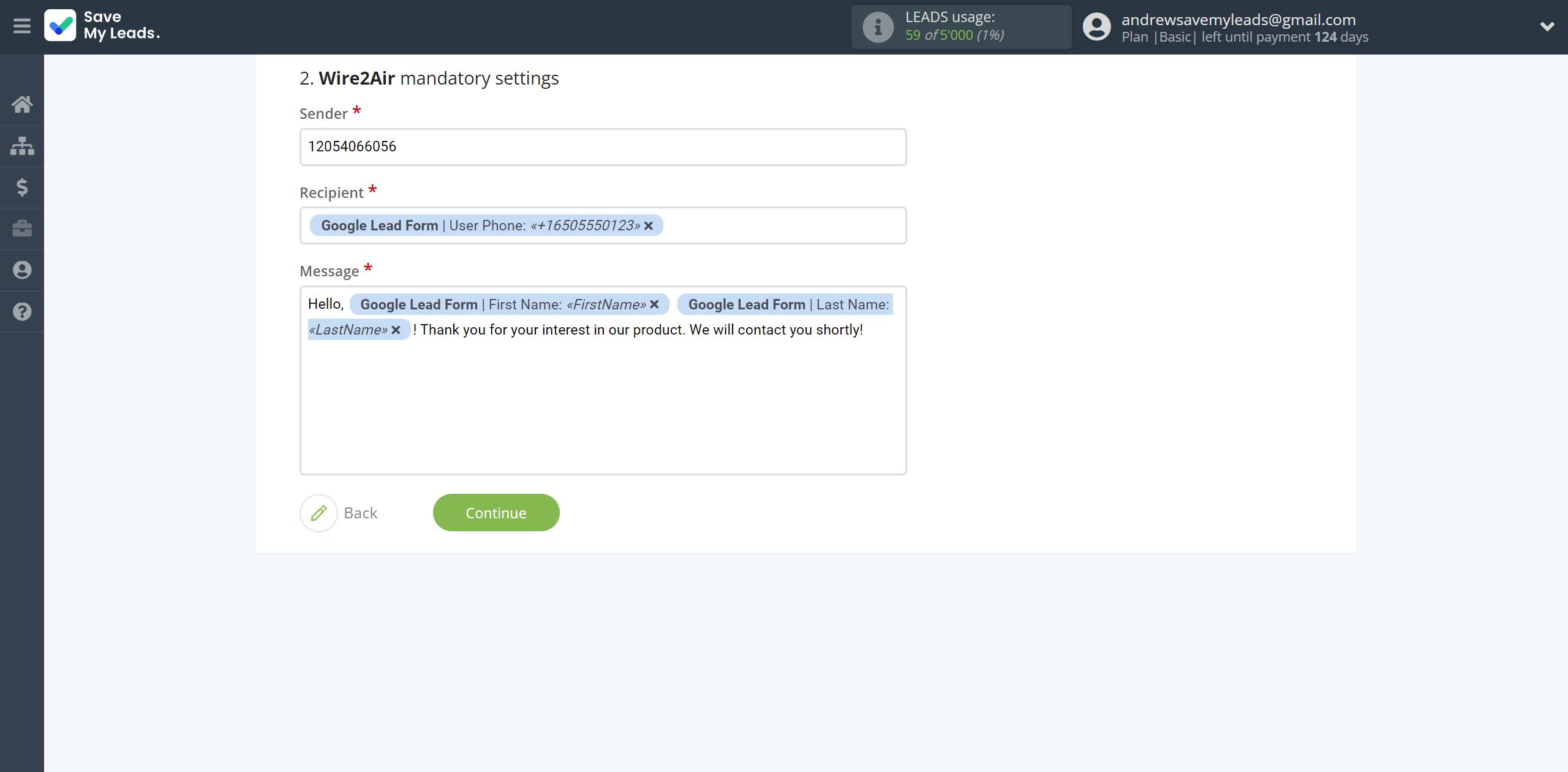 How to Connect Google Lead Form with Wire2Air | Assigning fields