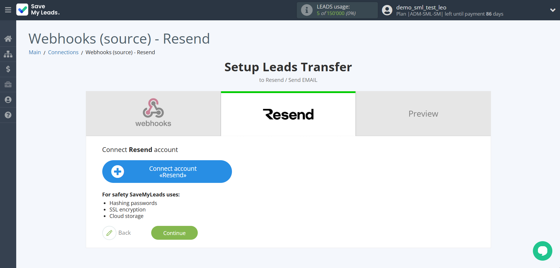 How to Connect Webhooks with Resend (Send Email) | Data Destination account connection