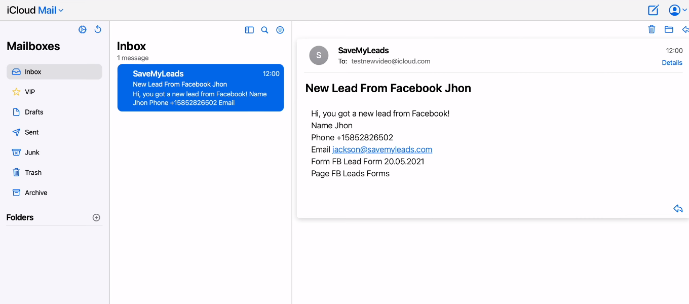 Facebook and iCloud integration | A letter in iCloud Mail