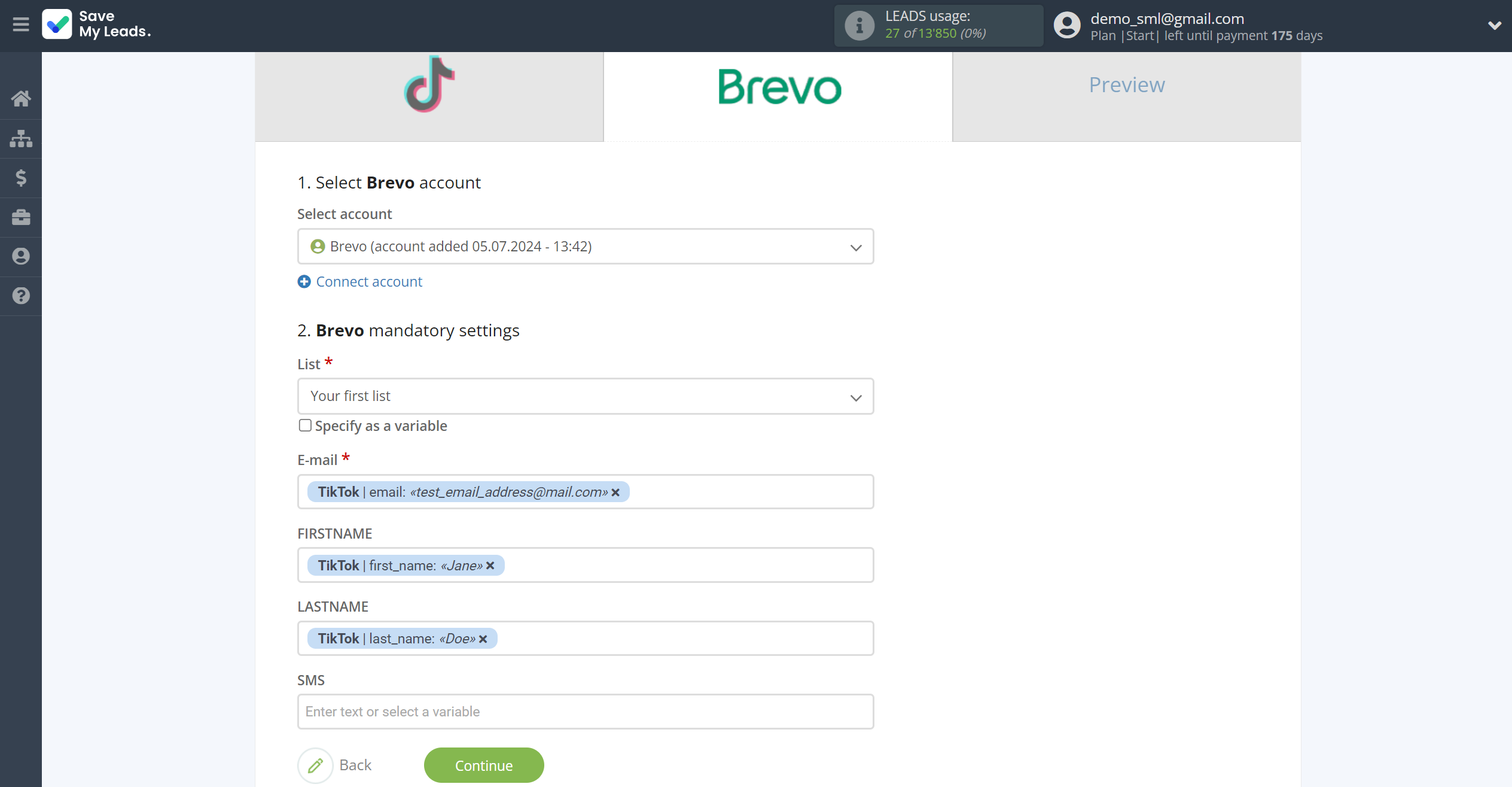 How to Connect TikTok with Brevo | Assigning fields