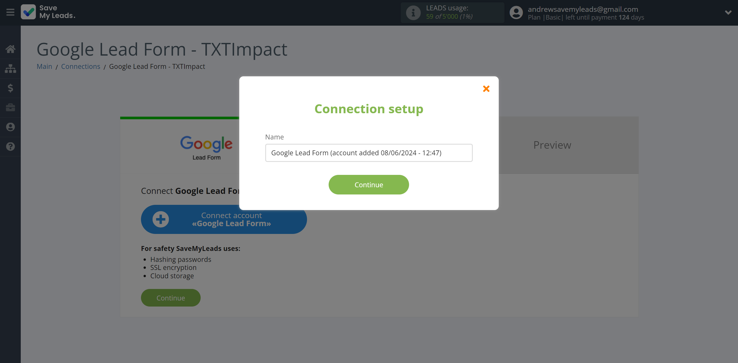 How to Connect Google Lead Form with TXTImpact | Data Source account connection