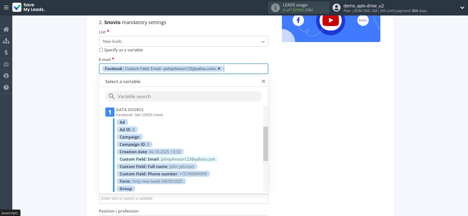 How to Connect Facebook with Snovio Add Contacts | Assigning fields How to Connect Facebook with Snovio Add Contacts | Assigning fields
