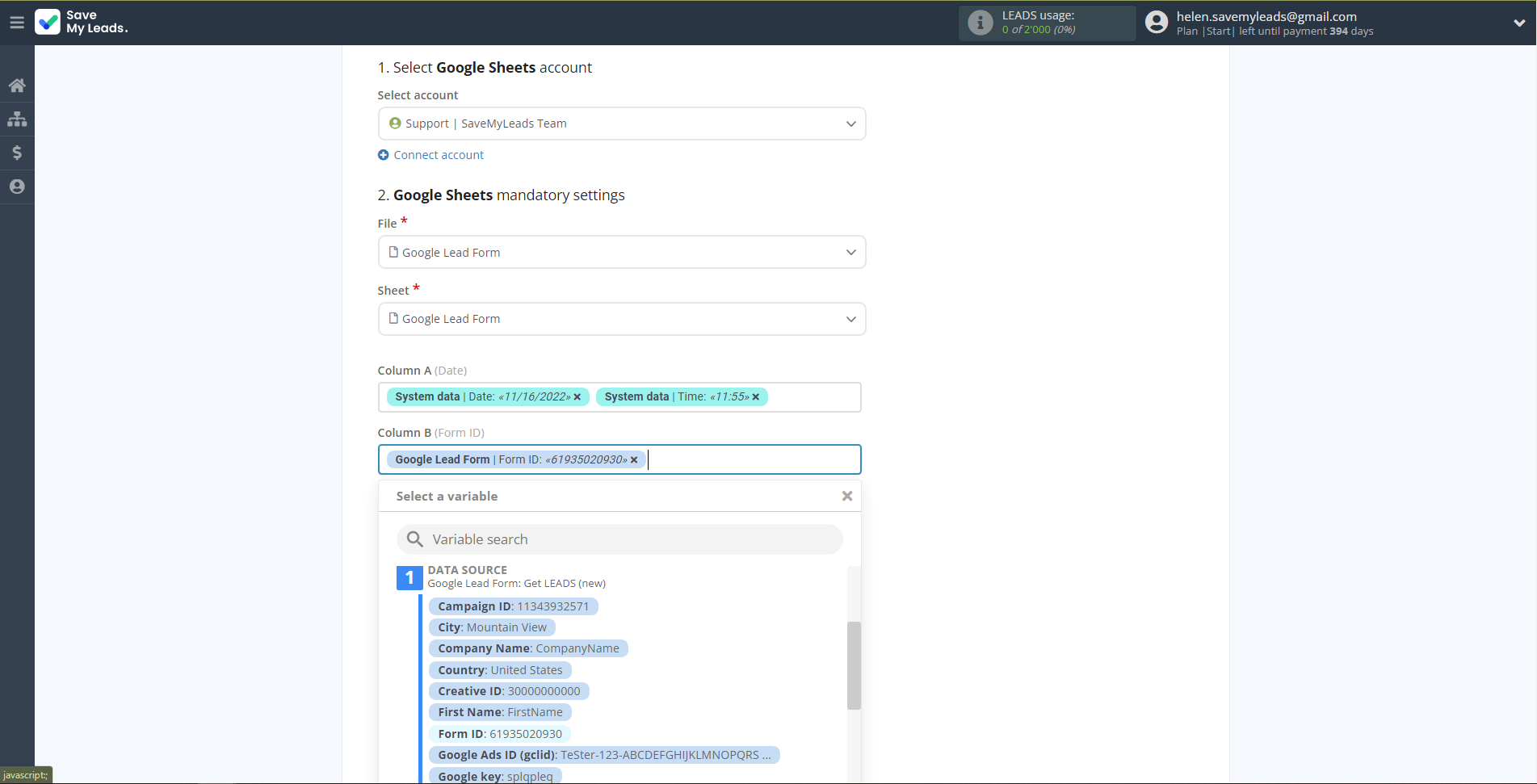 How to Connect Google Lead Form with Google Sheets |&nbsp;Assigning fields