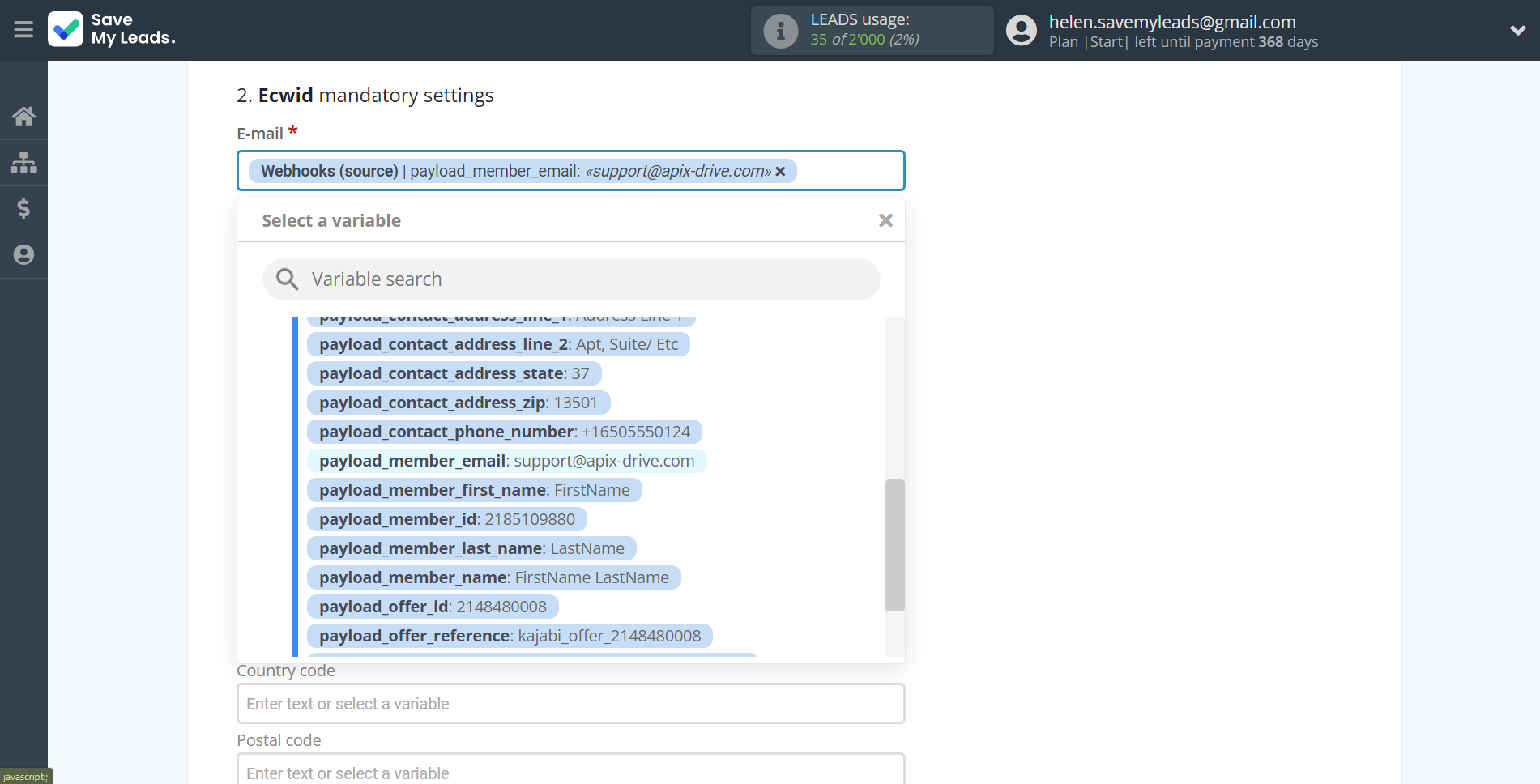 How to Connect Webhooks with Ecwid Create Customers | Assigning fields