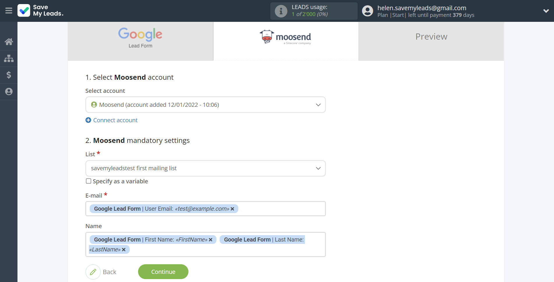 How to Connect Google Lead Form with Moosend | Assigning fields