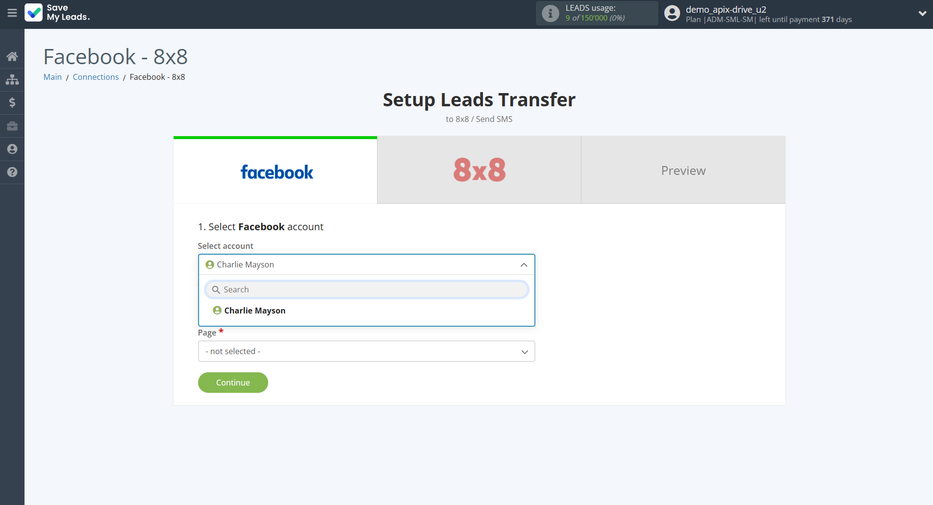 How to Connect Facebook with 8x8 | Data Source account selection How to Connect Facebook with 8x8 | Data Source account selection