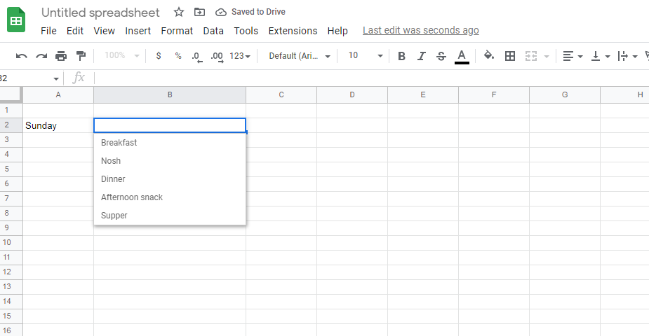 How to Create Drop Down List in Google Sheets | Clicking on the drop down icon