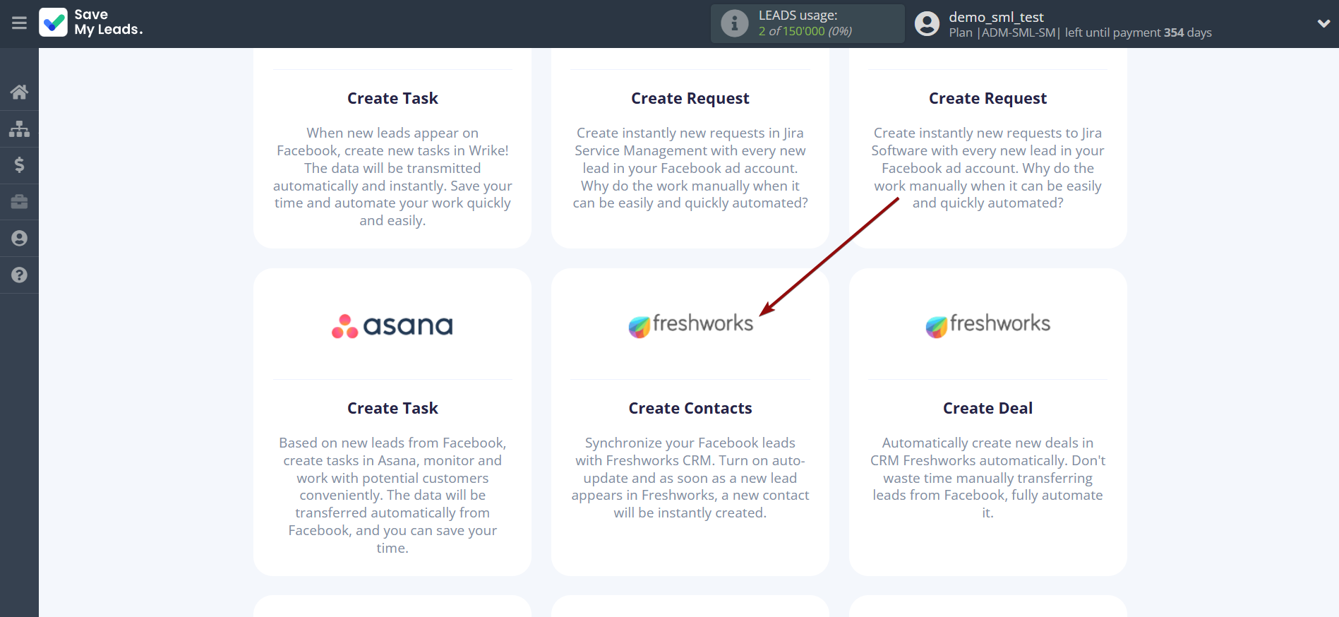 How to Connect Facebook with Freshworks Create Contacts | Data Destination system selection How to Connect Facebook with Freshworks Create Contacts | Data Destination system selection