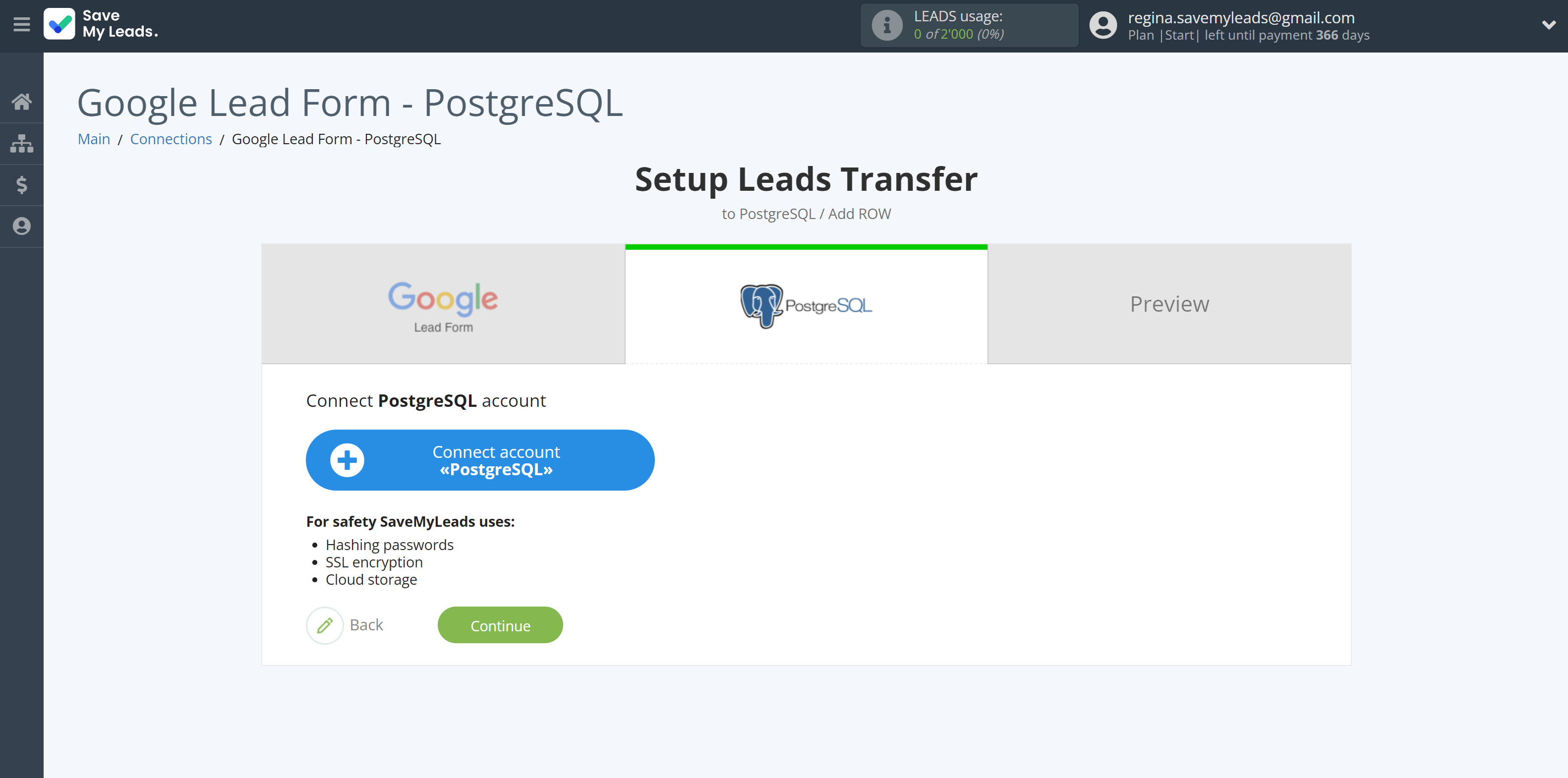 How to Connect Google Lead Form with PostgreSQL | Data Destination account connection