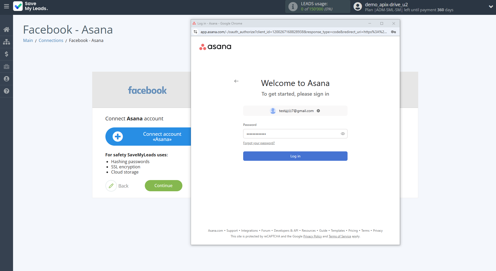 How to Connect Facebook with Asana | Data Destination account connection