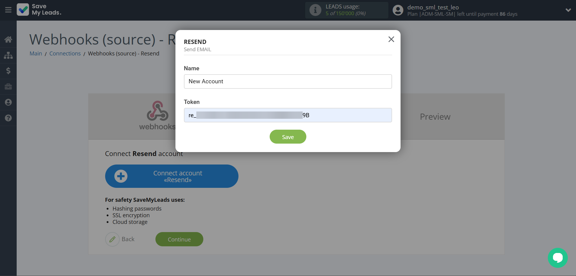 How to Connect Webhooks with Resend (Send Email) | Data Destination account connection