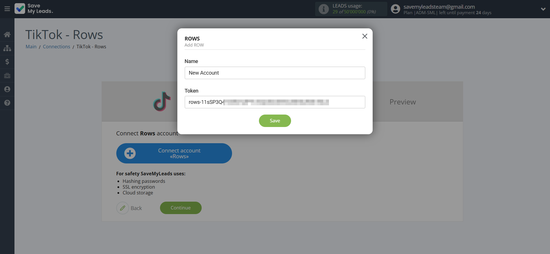 How to Connect TikTok with Rows Add Row | Data Destination account connection How to Connect TikTok with Rows Add Row | Data Destination account connection
