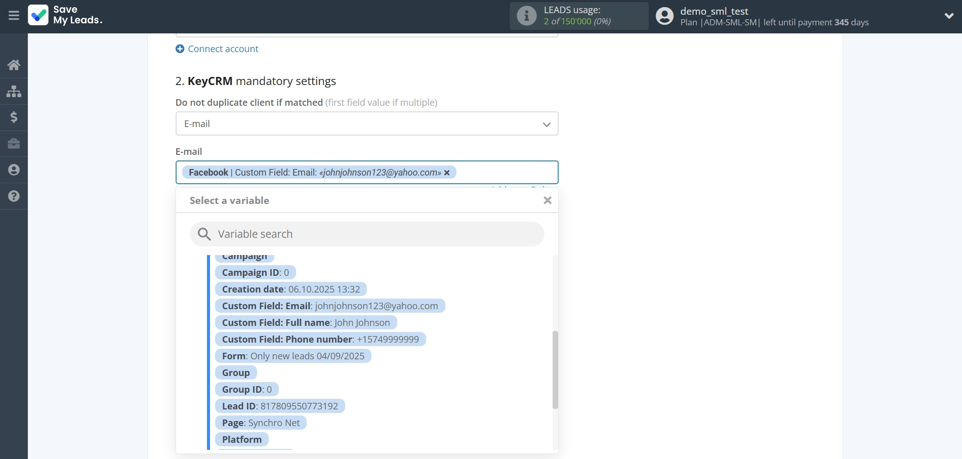 How to Connect Facebook with KeyCRM Create Customer | Assigning fields How to Connect Facebook with KeyCRM Create Customer | Assigning fields