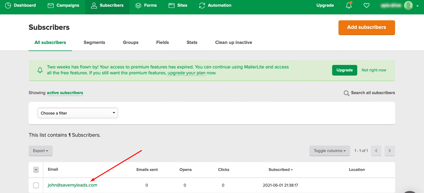 Facebook and MailerLite integration | Check the test item Facebook and MailerLite integration | Check the test item