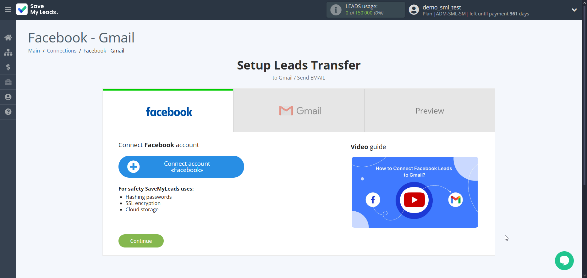 How to Connect Facebook with Gmail | Data Source account connection
