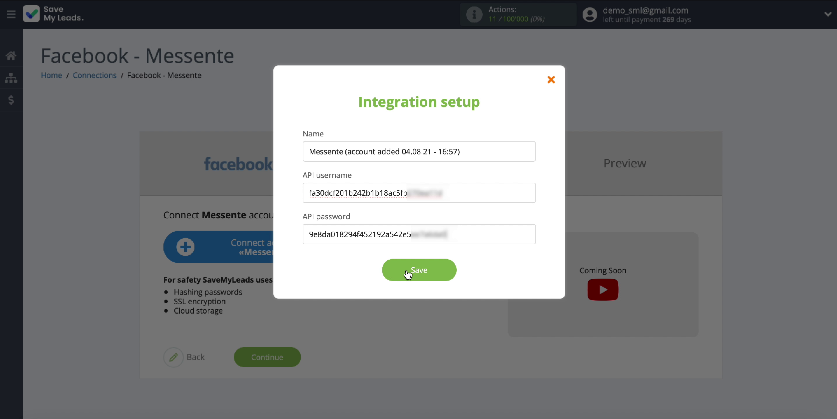How to set up Facebook and Messente integration | Continue setup