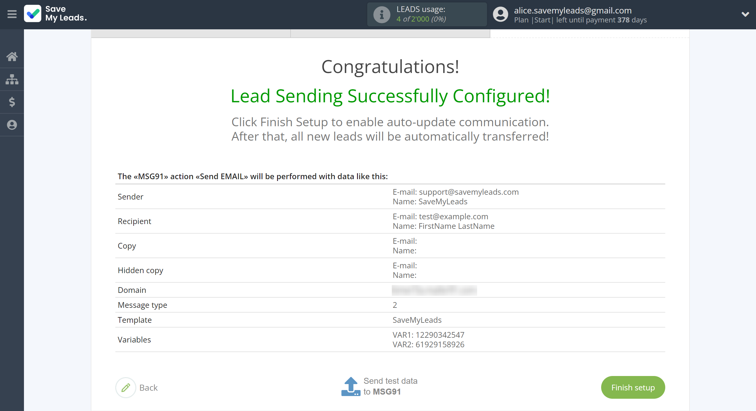 How to Connect Google Lead Form with MSG91 Send Email | Test data