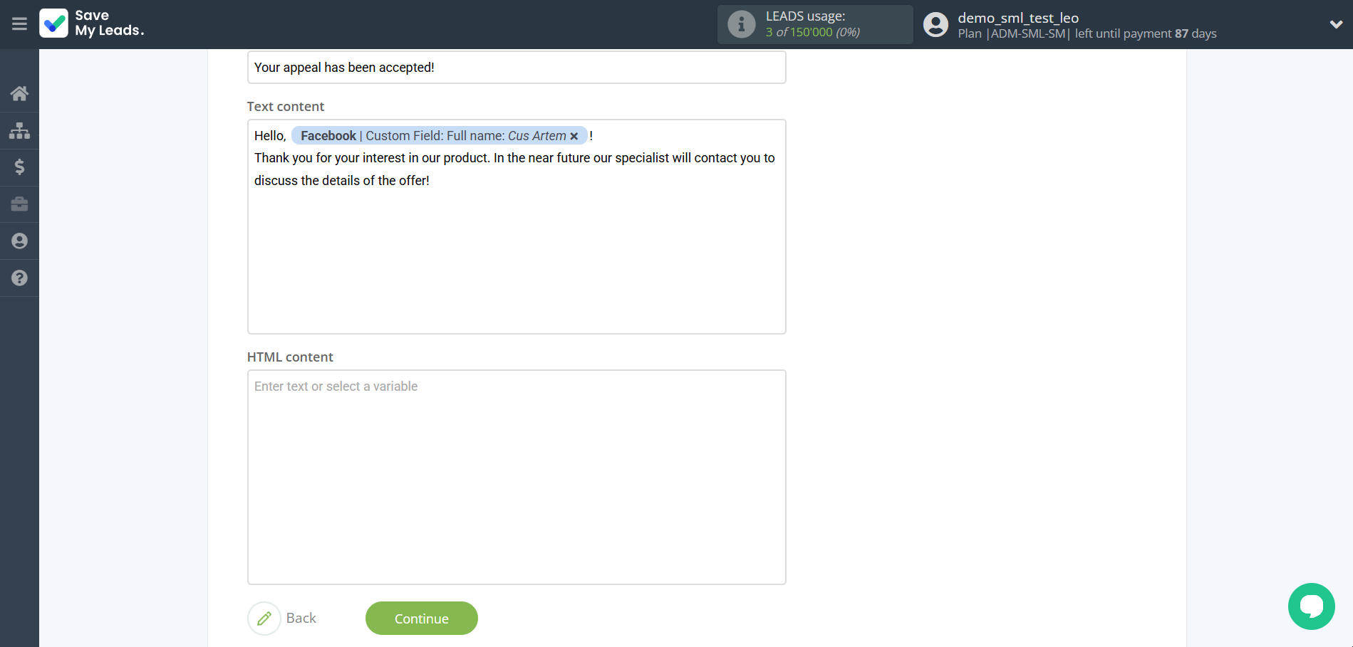 How to Connect Facebook with Resend | Assigning fields