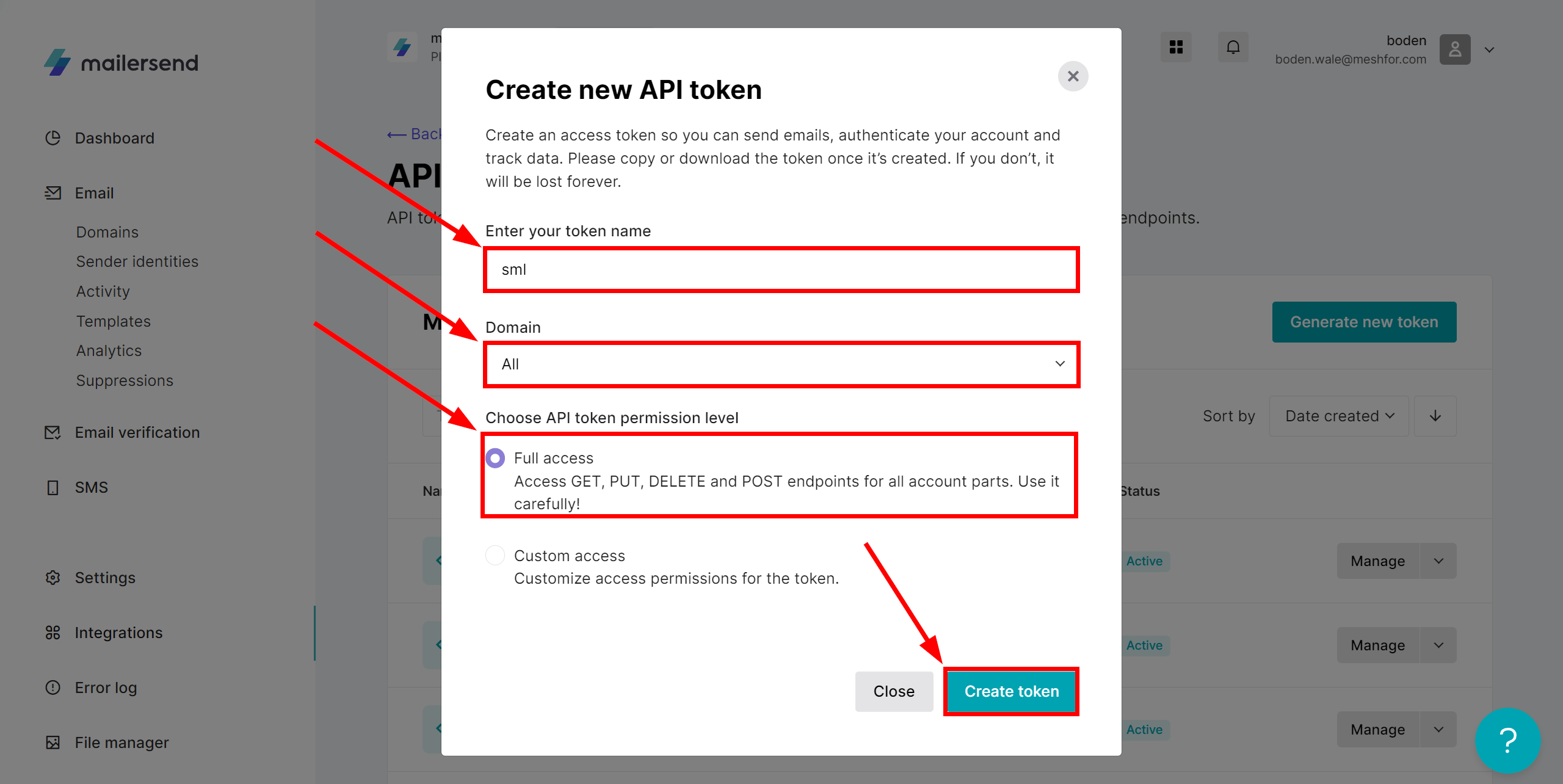 How to Connect Webhooks  with MailerSend | Data Destination account connection