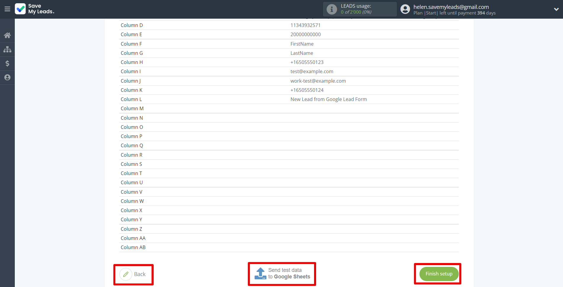 How to Connect Google Lead Form with Google Sheets |&nbsp;Test data