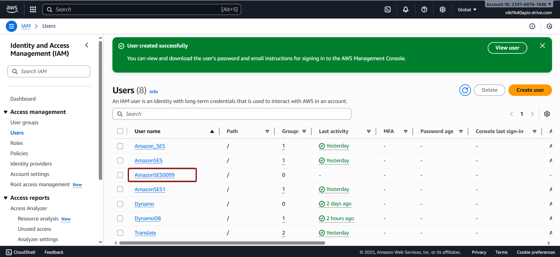 How to Connect Facebook with Amazon SES | Data Destination account connection