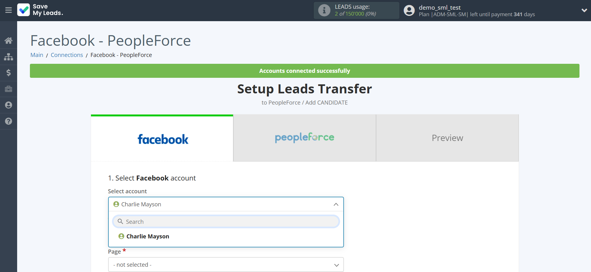 How to Connect Facebook with PeopleForce Add Candidate | Data Source account selection How to Connect Facebook with PeopleForce Add Candidate | Data Source account selection