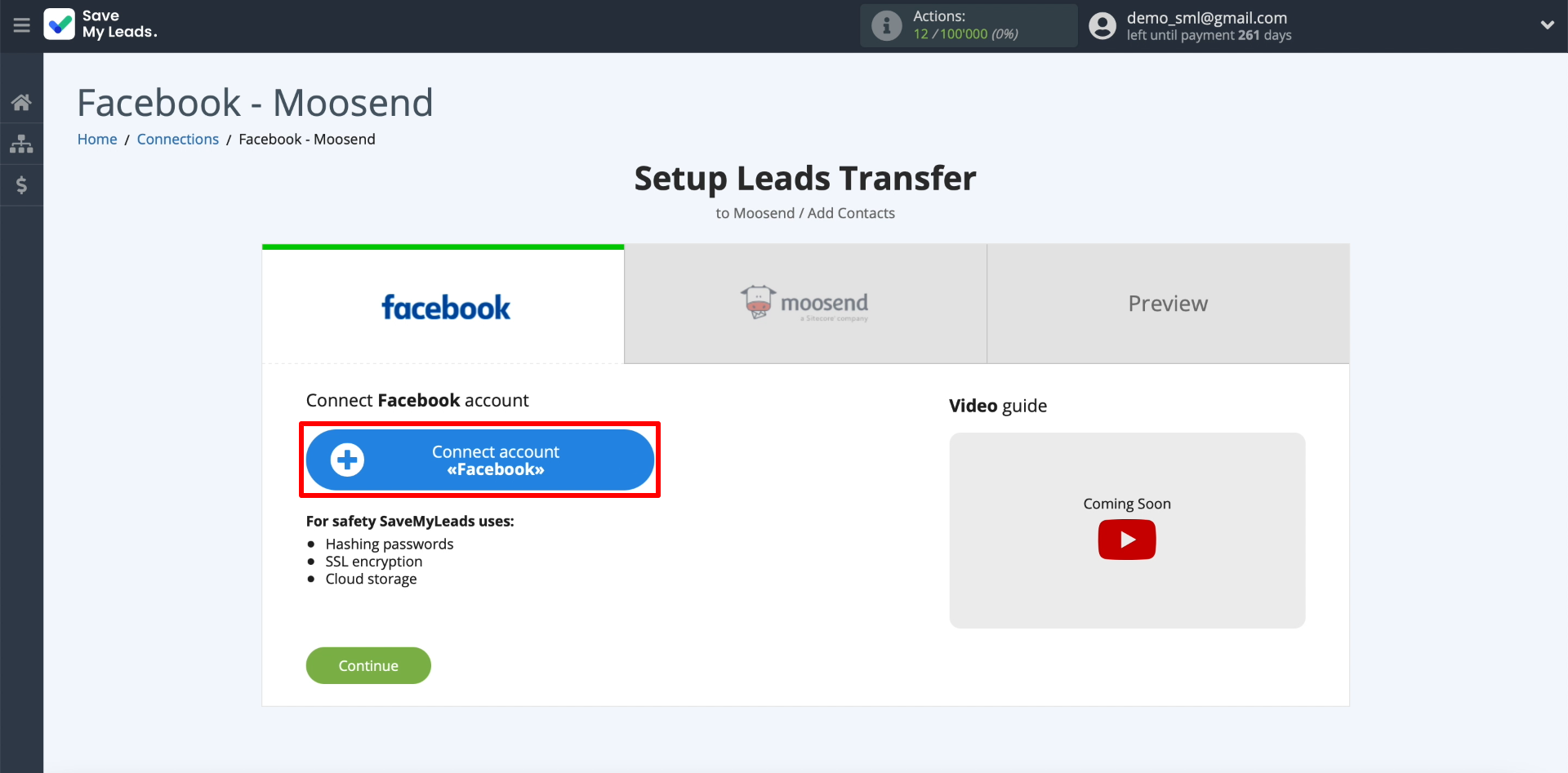 How to set up the upload of new leads from your Facebook ad account in Moosend | Connect your Facebook account