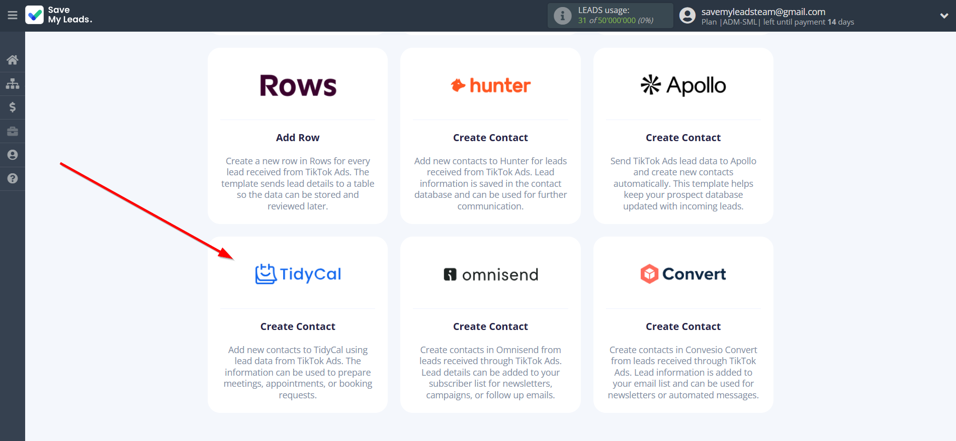 How to Connect TikTok with TidyCal Create Contacts | Data Destination system selection How to Connect TikTok with TidyCal Create Contacts | Data Destination system selection